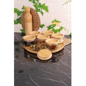 Resim Bambum Duo 300ML 7'li Tepsili Bambu Silikonlu Kapaklı Hava Aldırmaz Cam Kahvaltılık 