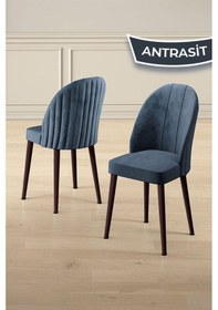 Resim Canisa Kaye Serisi Mdf 90x168 Traverten Mutfak Masası Takımı 4 Antrasit Sandalye Traverten Masa Antrasit Sandalye 