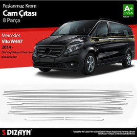 Resim S-dizayn Vito W447 Krom Cam Alt Çıtaları 8 Prç. Tek Sürgülü Kapı-l3 Uzun Şasi 2014-2020 