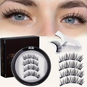 Resim 3D Manyetik Takma Kirpik Seti - Uygulaması Kolay, Yapıştırıcı Gerekmez, Suya Dayanıklı ve Yeniden Kullanılabilir, Doğal Görünüm İçin Mükemmel - Etkinlikler, Festivaller ve Günlük Makyaj için Uygun 