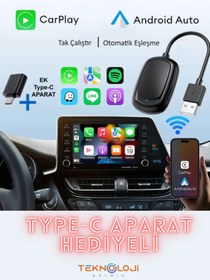 Resim Teknoloji Gelsin Kablosuz CarPlay ve Android Auto Apple ve Android Uyumlu 2in1 Tak Çalıştır Multimedya Adaptör 