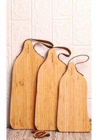 Resim Bambum Galery Bambu 3 Lü Kesme Tahtası Deri Saplı 