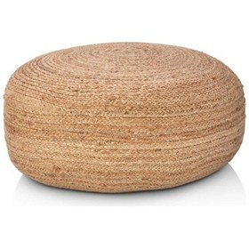 Resim Dekoratif Yuvarlak Yassı Naturel Hasır Jüt Puf 60x20cm Çok Renkli 