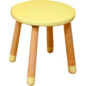 Resim Wood & Joy Doğal Ahşap Renkli Çocuk Tabure (Sarı) 