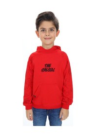 Resim Toontoy Kids Toontoy Erkek Çocuk Relax Fit Kapüşonlu Cepli Reglan Kol Baskılı Sweatshirt - 2 İplik Kırmızı 