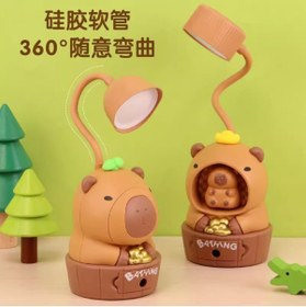 Resim HEDİYE FİKRİ Capybara Çocuk Masa Lambası USB Şarjlı, 360° Döner Kurbağalı 