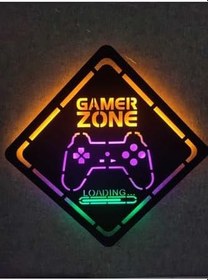 Resim Gamer Zone Led Işıklı Ahşap Tablo 70x70 cm, gamerzone170 