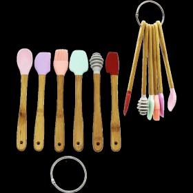 Resim Marsilyan 6 Parça Mini Ahşap Saplı Silikon Mutfak Set (K95) 