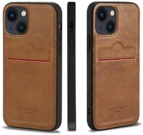 Resim Desingshop Apple iPhone 16 Kartlıklı Lüx Deri Kılıf Açık Kahve 