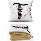 Resim T HARFİ Baskılı Kişiye Özel Opsiyonel Battaniyeli Yastık Kırlent 2 in 1 