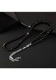 Resim Sertifikalı Gold Obsiyen Doğal Taş Tesbih 99luk 6mm 