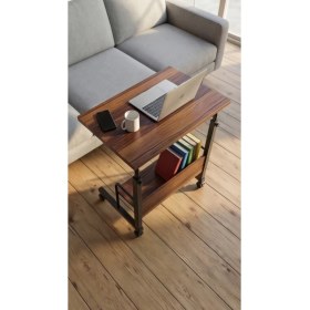 Resim Dehalimited 60X40 Raflı Yükseklik Ayarlı Frenli Tekerlekli Laptop Sehpası Çalışma Masası 
