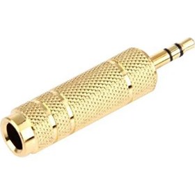 Resim 6,3mm dişi to 3,5mm stereo erkek çevirici metal gold jak 