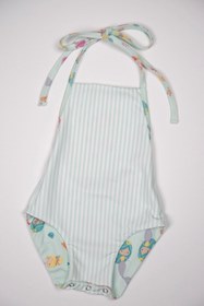 Resim Melomel Bebek Mayo Denizkızı Çizgili Desenli Çıtçıtlı Özel Tasarım Çifttaraflı Mermaid Rahat Bez Değişimi 