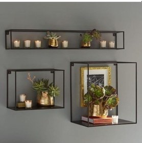 Resim Wessdizayn Iskandinav Metal Duvar Rafı Rustik 3’Lü Set Wd-204 