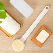 Resim Yumuşak beyaz kıllı Japon tarzı uzun saplı banyo fırçası - Ulaşılması zor bölgeleri soyarak ergonomik sırt temizleyici, yetişkinler için nazik duş ve banyo esansiyeli 