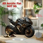 Resim 2D Düz Akrilik Motosiklet Masa Dekoru - Zarif Siyah & Altın Tasarım, Ev, Ofis, Yatak Odası için İdeal | Motosiklet Tutkunları için Mükemmel Hediye, Motosiklet Dekoru Noel Süsleri 
