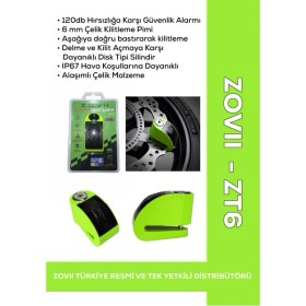 Resim ZOVII ZOVII Zt6 | Yeşil 120 Db Alarmlı Motosiklet Disk Kilidi - Hatırlatma Kablolu Çelik Güvenlik Kilidi 