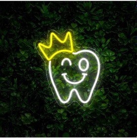 Resim Diş Figürlü Neon Tabela Beyaz 