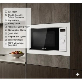 Resim Tecna Tamw1-B 20L Beyaz Ankastre Mikrodalga Fırın 700 W Güçlü Otomatik Pişirme Fonksiyonu 