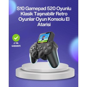 Resim 500 Oyunlu Nostaljik El Tipi Oyun Konsolu, Taşınabilir Şarjlı Cihaz, Renkli Ekran ve Tv Destekli 