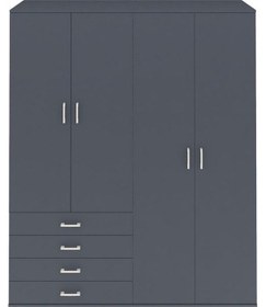 Resim Hyperion Gardrop 6 Raflı 4 Çekmeceli Tek Askılı 176x44x221 Antrasit-antrasit Antrasit 