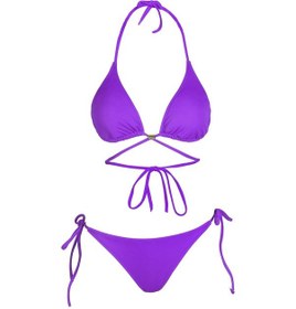 Resim Endeep Beria Kadın Çapraz Bağlama Detaylı Üçgen İpli Mor Bikini Takımı-mor Mor 