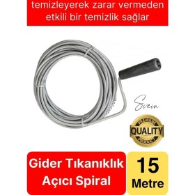 Resim Svein Premium 15 Metre Tıkanıklık Kanal Açma Klozet Gider Açıcı Boru Temizleme Spiral Tel Susta Manuel Uç 