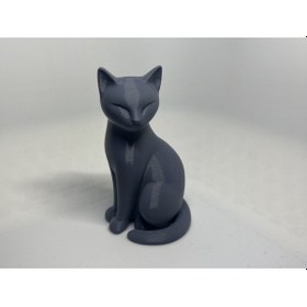 Resim Kedi Heykeli Dekoru Karbon Malzeme Balık 