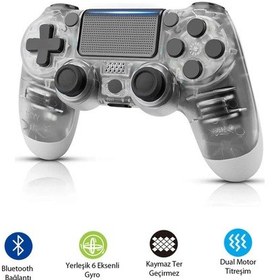 Resim Ps4-pc-android Box-android-ıos Telefon Tablet Uyumlu Titreşimli Bluetooth Oyun Kolu Şeffaf 