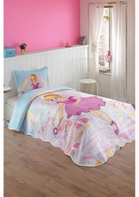 Resim Örtüm Pinkgirl Tek Kişilik Kapitone Yatak Örtüsü Takımı - Pembe 