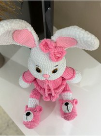 Resim Wanderlust Sevimli Oyun Arkadaşı Tavşan %100 Doğal Organik El Yapımı Amigurumi Bebek 25cm 1adet 