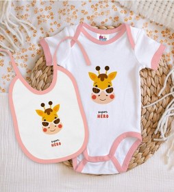 Resim Bk Kids Super Hero Tasarımlı Pembe Bebek Body Zıbın Ve Mama Önlüğ Çok Renkli 