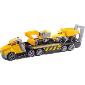 Resim Oyuncak Kamyon Harfiyat Seti Taşıycı Tır Kamyon Ekskavatör Set 