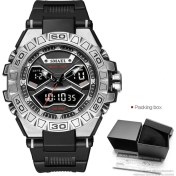 Resim Hanyang Gümüş Kara Kutu Smael Çift Zaman Göstergeli Dijital Saatler Erkekler Için Su Geçirmez Kronograf Kuvars Spor Saat Otomatik Tarih Çalar Saat Kol Saati (Yurt Dışından) 