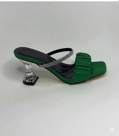 Resim Mergenshoes T032 Yeşil Şeffaf Topuklu Rahat Taban Kadın Terlik Yeşil 