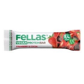 Resim FELLAS Vegan Protein Bar Çilekli ve Kakaolu 40g (12 adet) 
