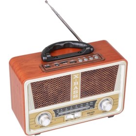 Resim Meier Nostaljik Radyo Ahşap Görünümlü Bluetooth Fm Sd Kart 112bt 