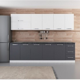 Resim Minar 280 Cm Mutfak Dolabı Beyaz Antrasit 280-A1 Beyaz 