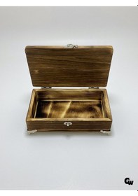 Resim Doğal Ahşap Yakma Takı Kutusu Ahşap Saklama Kutusu Beyaz Çam Boy:20cm En:12cm Yük:6cm 