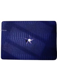 Resim Apple Uyumlu MacBook Air M1 Deri Kılıf 360 Derece Saran Kaplama Koruyucu Touchıd'li M1 Air A2337 A2179 A1932 İle Lacivert 