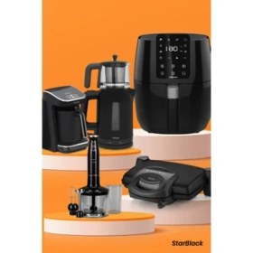 Resim Goldmaster Starblack 21 Parça Airfryer Sıcak Hava Fritöz Avantajlı Elektronik Evlilik Paketi Elektrikli Mutfak Çeyiz Seti 