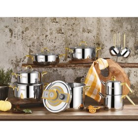 Resim Kahramanlar Yağmur 18 Prç Çeyiz Seti Gold Kulp 