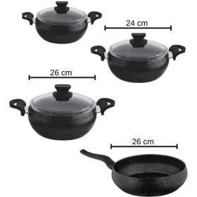 Resim Lavonni Granit Pro 7 Parça Granit Güveç Tencere Seti Siyah Bakalit Saplı 