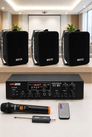 Resim Lastvoice Black Large Plus Paket-2 Hoparlör Ve Anfi Anons Ses Sistemi Seti 
