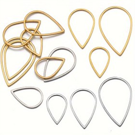 Resim 20 Adet 304 Paslanmaz Çelik Çerçeve Takı Aksesuarları Yuvarlak Damlalı Altıgen Boş Kasa Reçine Takı Yapımı İçin DIY Malzemeler 