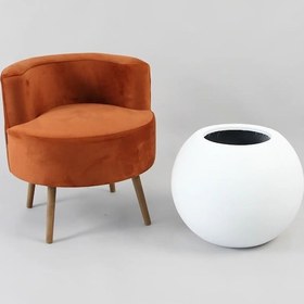 Resim Orta Boy Fiber Saksı Küre Model Beton Dokulu Beyaz 
