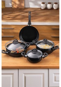 Resim Emsan Crystal Güveç Seti Siyah 7 Parça 