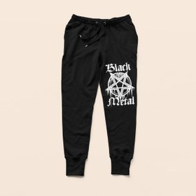 Resim HobyUsa Black Metal Beli Paçası Lastikli Siyah Eşofman Altı Jogger 