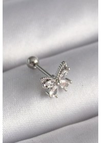 Resim Forwhat Zarif Kadın İçin Silver Çelik Zirkonlu Kelebek Stil Tragus Piercing 